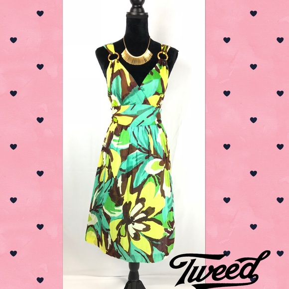 Tweeds Floral Midi Faux Wrap Dress Ring Detail - Picture 1 of 6